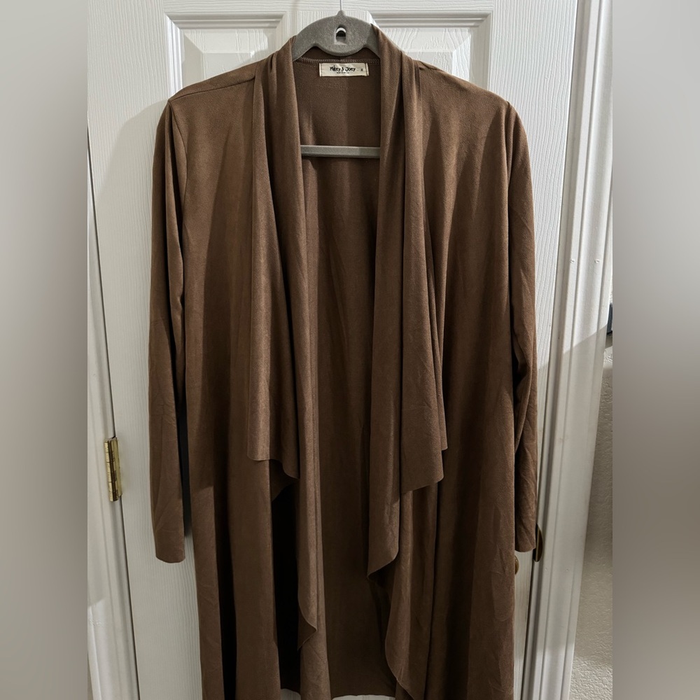 BROWN SUEDE CARDIGAN